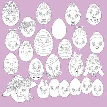 Set of easter eggheads Stock Illustration