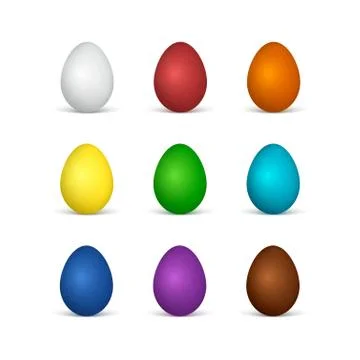 Set of Easter eggs all colors of the rainbow. White and chocolate eggs. Vecto Stock Illustration