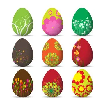 Set Easter eggs and happy easter Stock Illustration