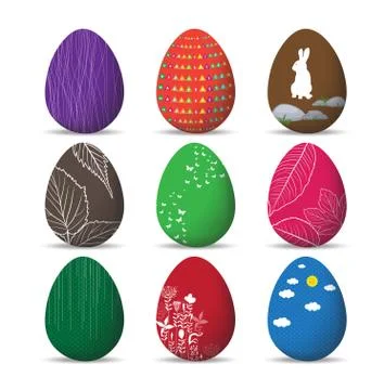 Set Easter eggs and happy easter Stock Illustration