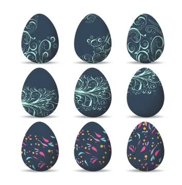 Set Easter eggs and happy easter Stock Illustration