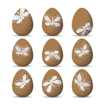 Set Easter eggs and happy easter Stock Illustration