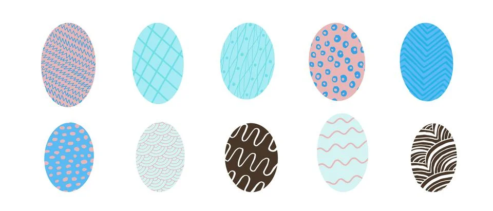 A set of Easter eggs in blue tones 스톡 일러스트
