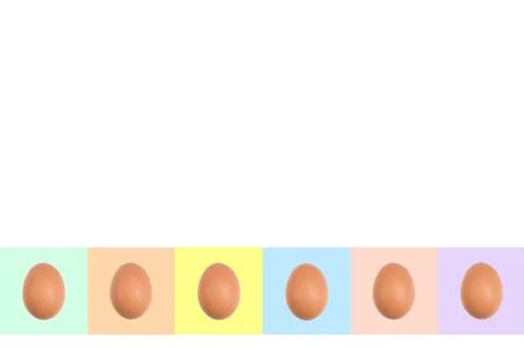 Set of Easter eggs on colorful backgrounds.. Top view Stock Photos