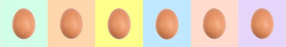 Set of Easter eggs on colorful backgrounds.. Top view. panorama, banner. Stock Photos