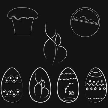 Set of Easter eggs in dark colors. Stock Illustration