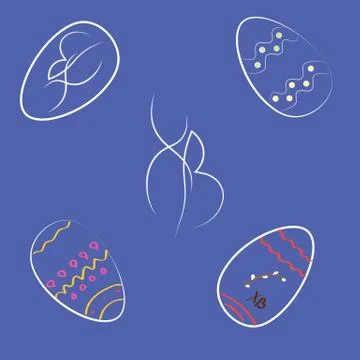 Set of Easter eggs in dark colors. Stock Illustration