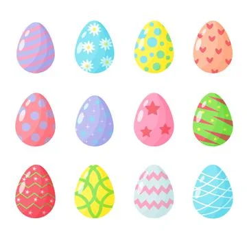 Set of Easter eggs with different patterns. Design elements for holiday cards Stockillustratie