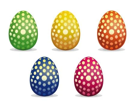 Set Easter eggs. Easter eggs painted with polka dots Stock Illustration