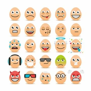 Set of Easter eggs emoticons Stock Illustration