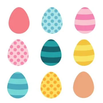 Set of easter eggs flat design on white background Illustrazione stock