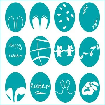 Set of easter eggs flat design on white background. Stock Illustration