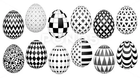 Set of Easter eggs with a geometric pattern. Stock Illustration