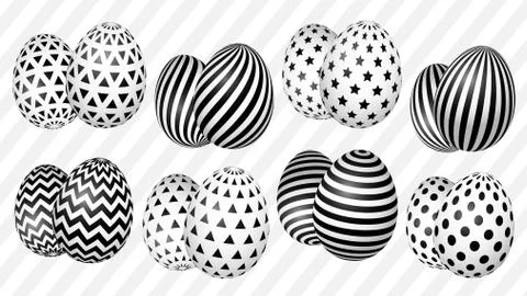 Set of Easter eggs with a geometric pattern. 스톡 일러스트