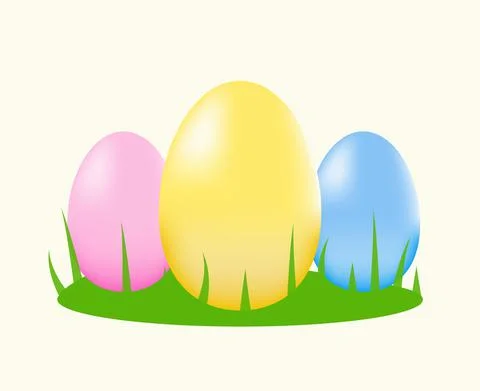 Set of easter eggs on the grass イラスト素材