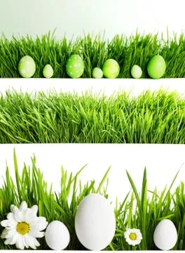 Set of easter eggs in grass Foto stock