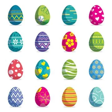 Set of easter eggs isolated background. Vector modern new design with differe Illustrazione stock