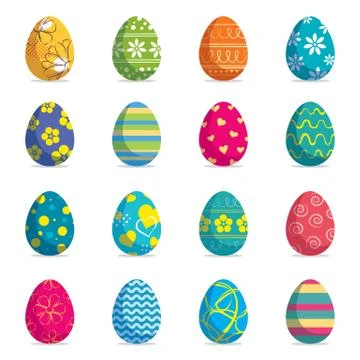 Set of easter eggs isolated background. Vector modern new design with differe Stock Illustration