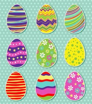 Set of easter eggs isolated Stock Illustration