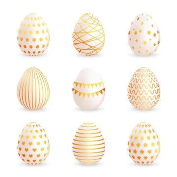 Set of Easter eggs isolated on white background. Vector illustration Illustrazione stock