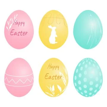 Set of Easter eggs isolated on white background Stock Illustration