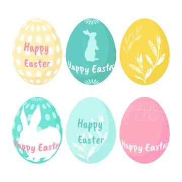 Set of Easter eggs isolated on white background Illustrazione stock