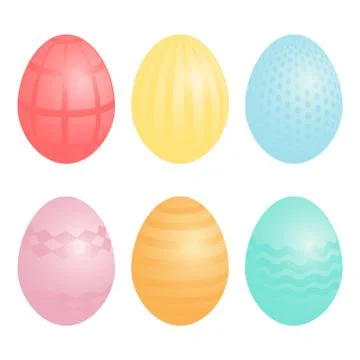 Set of Easter eggs isolated on white background Stock Illustration