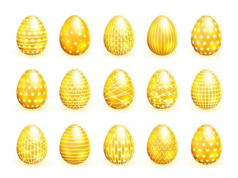 Set of Easter eggs isolated on white background. Vector illustration Stock Illustration