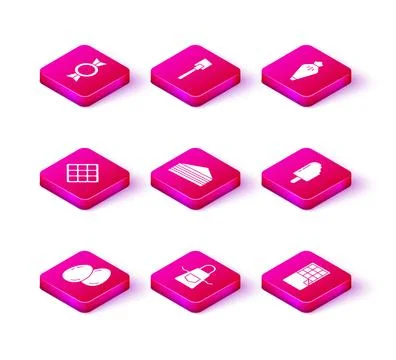 Set Easter eggs, Kitchen apron, Waffle, Cake, Chocolate bar, Ice cream, Pastry Stock Illustration