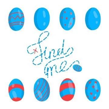 A set of Easter eggs with the lettering find me 스톡 일러스트