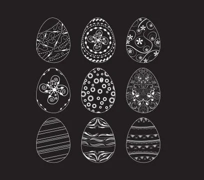 Set easter eggs ornamental background Stock Illustration