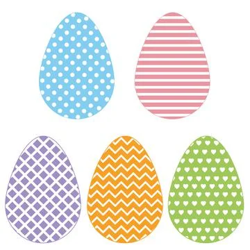 Set of Easter eggs with ornaments, color isolated vector illustration Stock Illustration