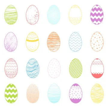 Set of Easter eggs outline Stock Illustration