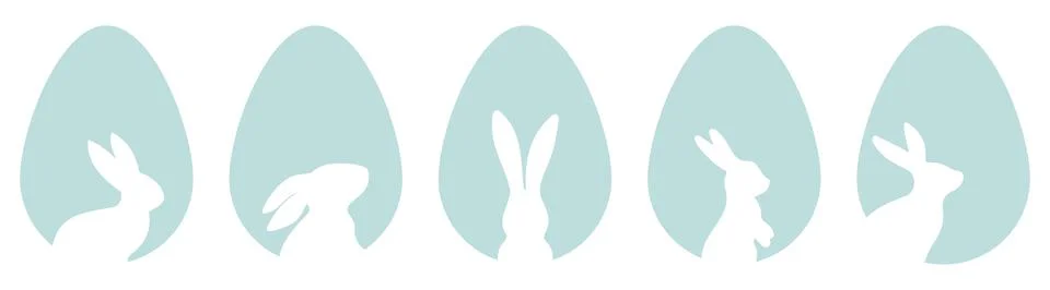 Set of easter eggs with rabbit silhouette Stock Illustration