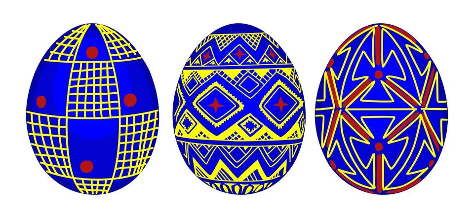 Set of easter eggs with traditional Ukrainian art. Illustrazione stock