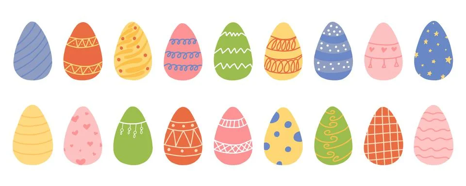 Set of Easter eggs vector illustration. Stock Illustration