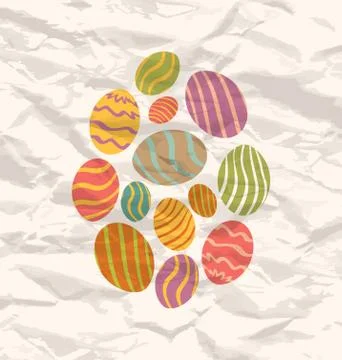 Set easter eggs, vintage celebration background Stock Illustration