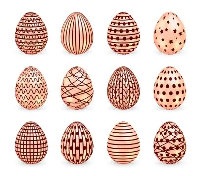 Set of Easter eggs on white background. Vector illustration Stock Illustration