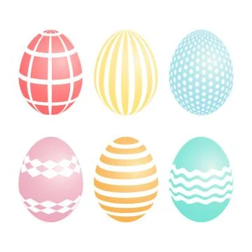 Set of Easter eggs with white pattern isolated on white background Illustrazione stock