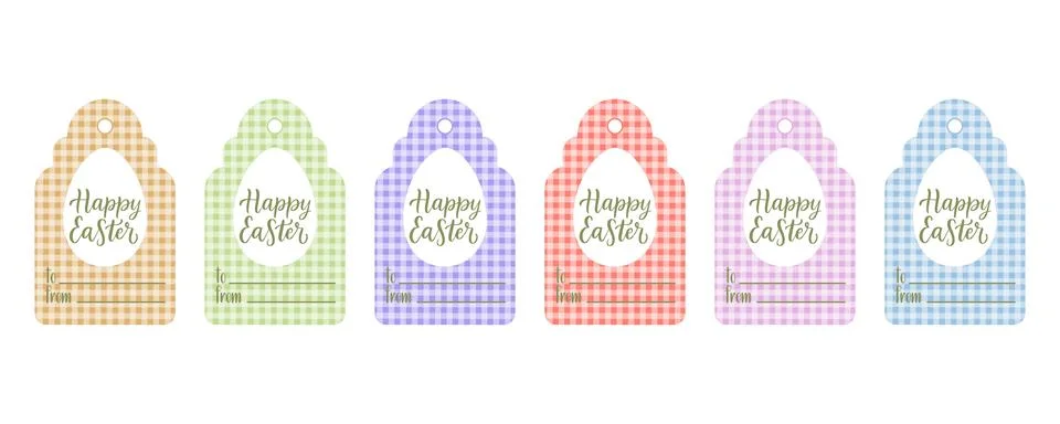 Set of Easter gift labels. The tags are presented in a variety of soft, pas.. Illustrazione stock