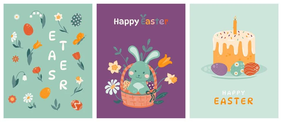 Set of Easter greeting cards. Stock Illustration