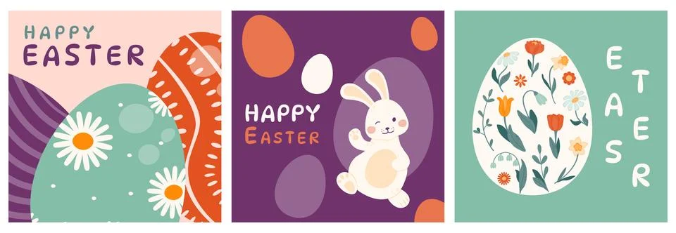 Set of Easter greeting cards. Stock Illustration