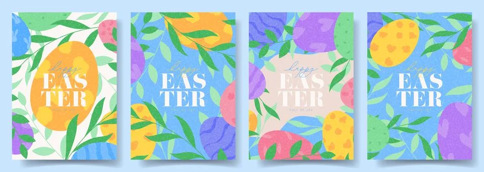 Set of Easter holiday cards Stock Illustration