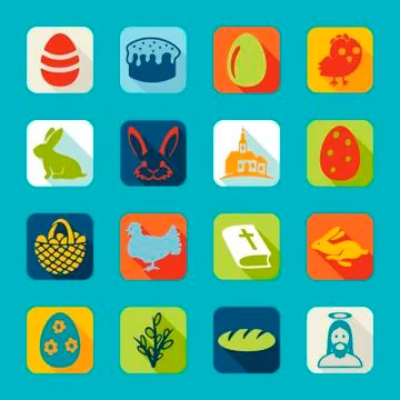 Set of easter icons Illustrazione stock