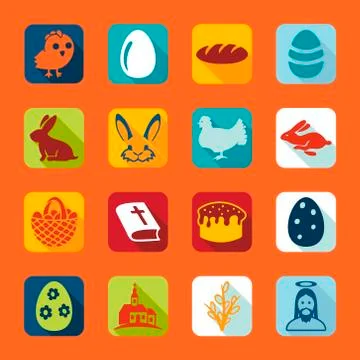 Set of easter icons Illustrazione stock