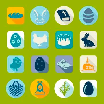 Set of easter icons Stock Illustration