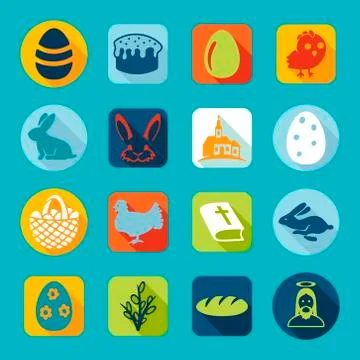 Set of easter icons Stock Illustration