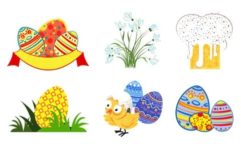 Set of easter icons in vector format eps10 Stock Illustration