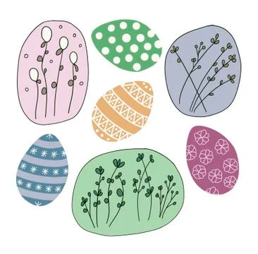 Set of Easter painted eggs Illustrazione stock