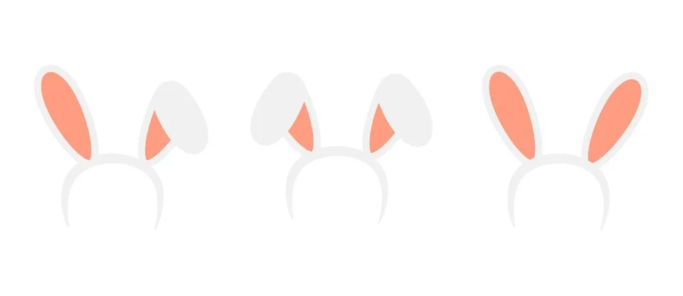 Set Easter rabbit ears headband  icon  isolated on white background. Flat c.. Stock Illustration